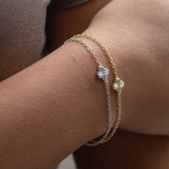 NWT Annabella Clover Bracelet // 14kt Gold Vermeil + CZ - Picture 3 of 4